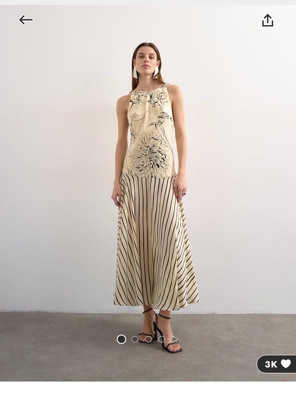 Topshop Cream Floral & Stripe Maxi Dress
